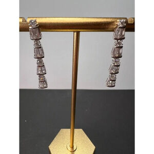 CZ sterling silver long dangle earrings